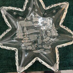 Star shaped candy dish - Christmas design - heavy glass